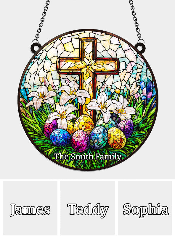 Il est ressuscité - Attrape-soleil chrétien personnalisé à suspendre à la fenêtre