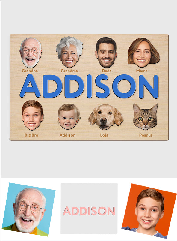Puzzle familial - Puzzle personnalisé avec le nom de l'enfant
