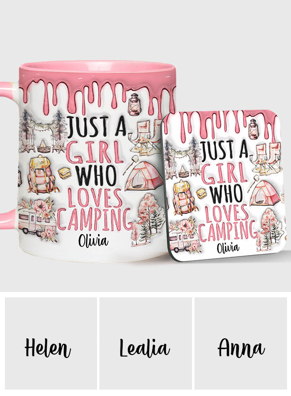 Mug personnalisé « Juste une fille qui adore le camping »