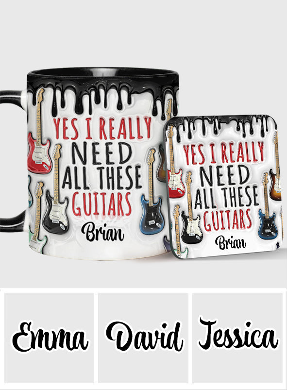 Yes I Really Do Need All These Guitars - Personalized Guitar Accent Mug