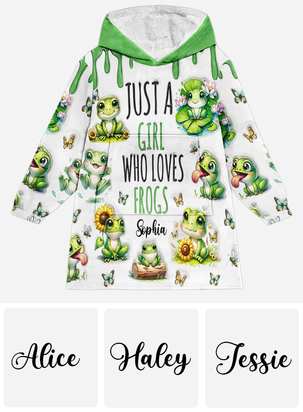 Juste une fille qui aime les grenouilles - Couverture-sweat à capuche personnalisée avec motif grenouille