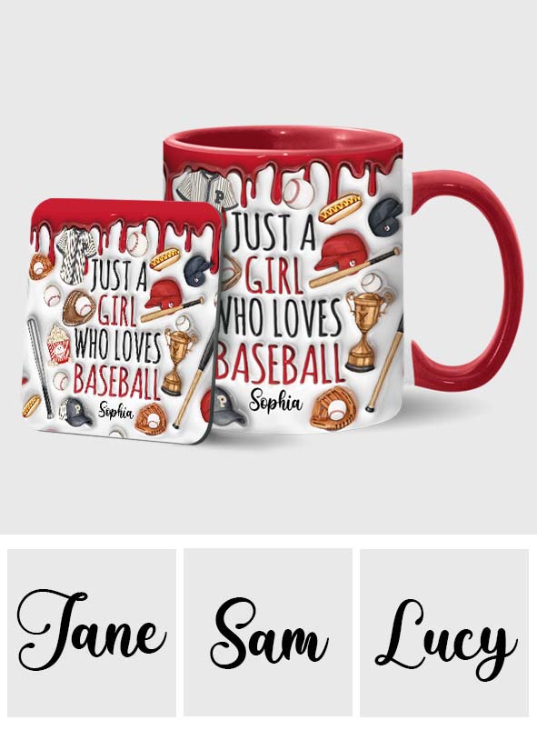 Mug personnalisé « Juste une fille qui adore le baseball »