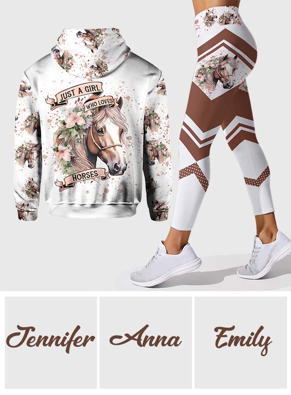Juste une fille qui aime les chevaux - Sweat à capuche et legging personnalisés avec motif cheval