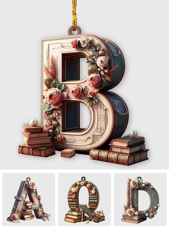 Ornement de livre vintage en forme de lettre - Ornement de livre personnalisé