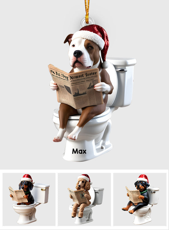 Pitbull Reading Newspaper - Personalized Pitbull Transparent Ornament