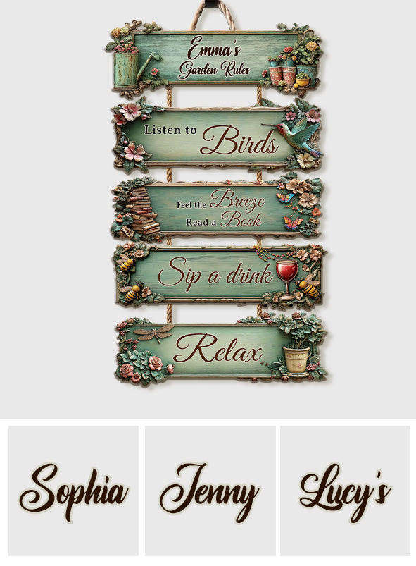 Règles du jardin - Panneau personnalisé en bois de palette