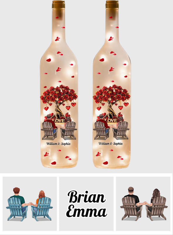 Arbre de l'Amour - Lampe personnalisée pour couple en forme de bouteille de vin
