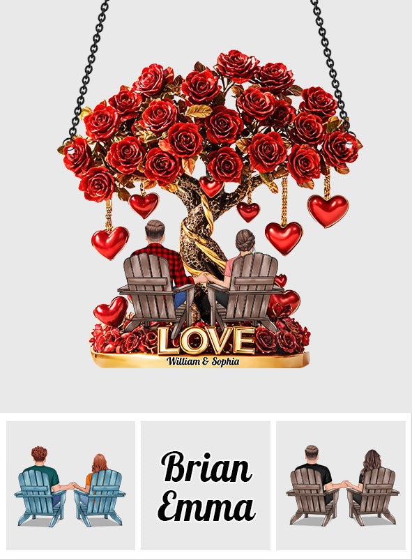 Arbre de l'Amour - Attrape-soleil personnalisé pour couple, à suspendre à la fenêtre