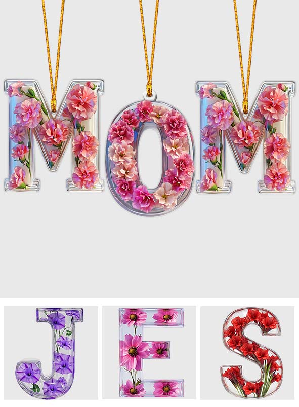 Beautiful Floral Letter - Personalized Mother Custom Shaped Ornament