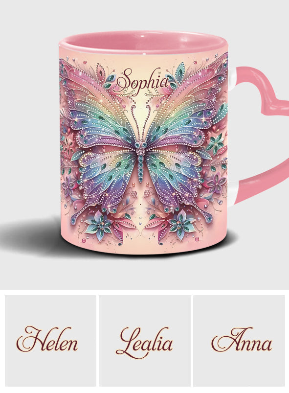 Butterfly & Flower - Personalized Butterfly Heart Handle Mug