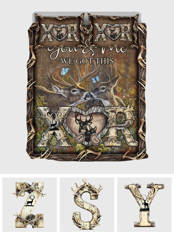 Son cerf, sa biche - Ensemble de courtepointe de chasse personnalisé