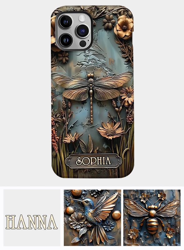 Magnifique libellule, papillon, colibri - Coque de téléphone personnalisée avec impression intégrale sur le thème du jardinage
