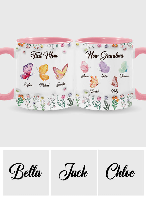 First Mom Now Grandma - Personalized Grandma Accent Mug