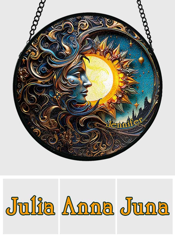 Vivre au rythme du soleil, aimer au rythme de la lune - Attrape-soleil hippie personnalisé en vitrail