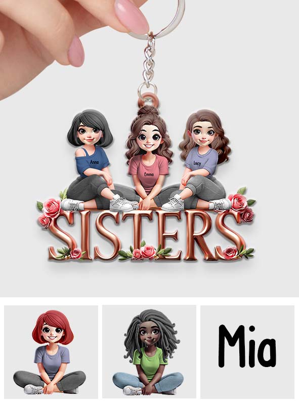 Sisters - Personalized Bestie Custom Shaped Keychain