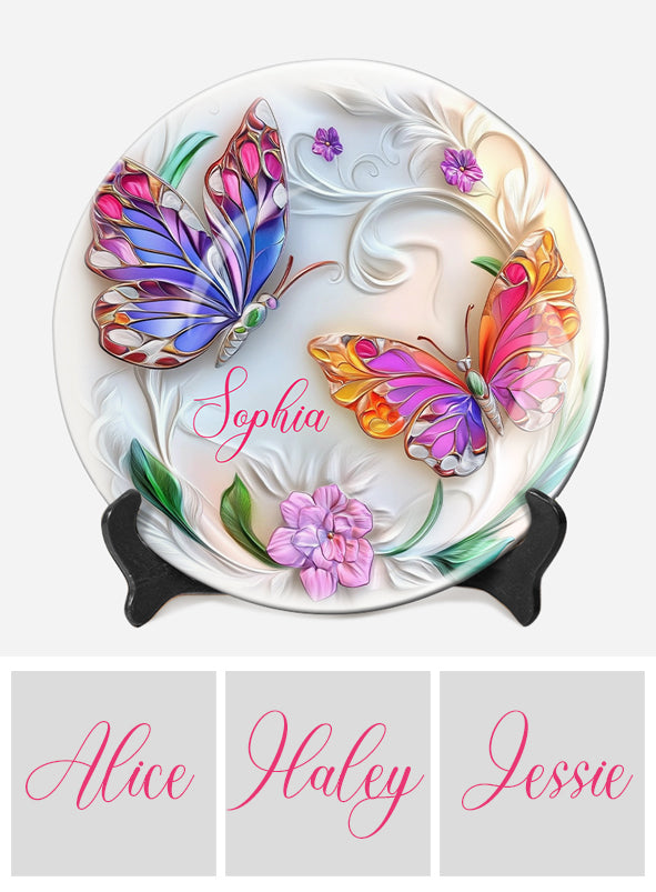 Stunning Butterfly - Personalized Butterfly Ceramic Round Plate