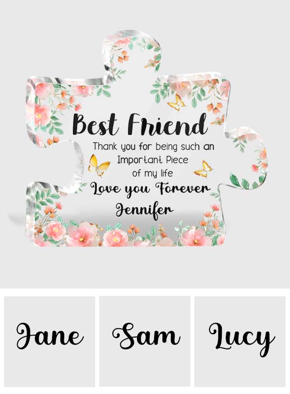 Je t'aimerai toujours - Plaque acrylique personnalisée pour ma meilleure amie