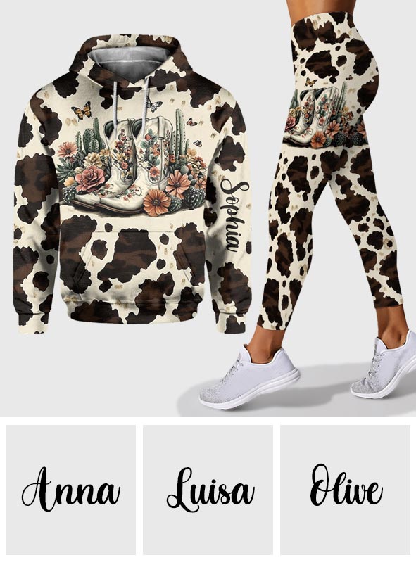 Bottes vintage - Sweat à capuche et leggings personnalisés style campagnard