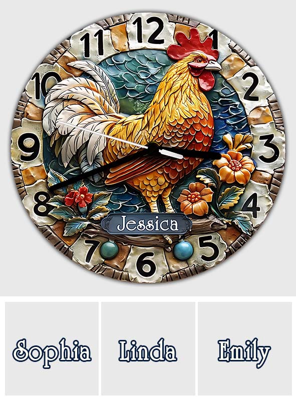 Good Morning - Personalized Chicken Wall Clock