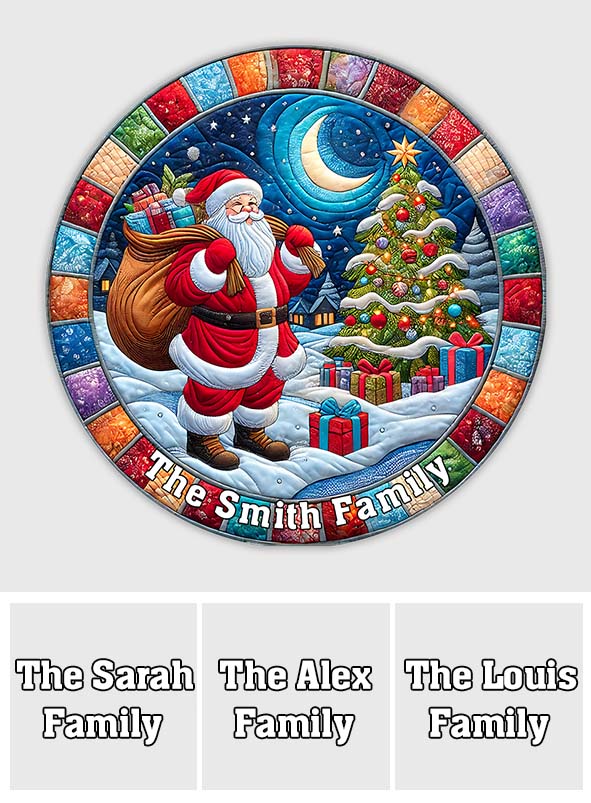 Merry Christmas - Personalized Family Round Rug