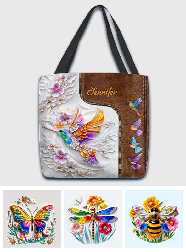 Stunning Hummingbird Dragonfly Butterfly - Personalized Gardening Tote Bag