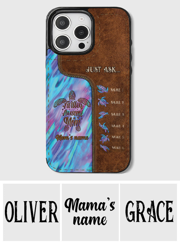 Étui portefeuille pliable personnalisé « Main dans la main » pour téléphone, motif maman