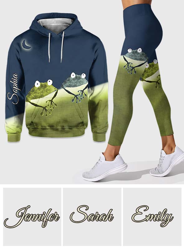 J'adore les grenouilles - Sweat à capuche et legging personnalisés avec grenouille