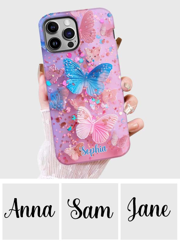 Coque de téléphone personnalisée avec motif papillon scintillant - Papillons scintillants