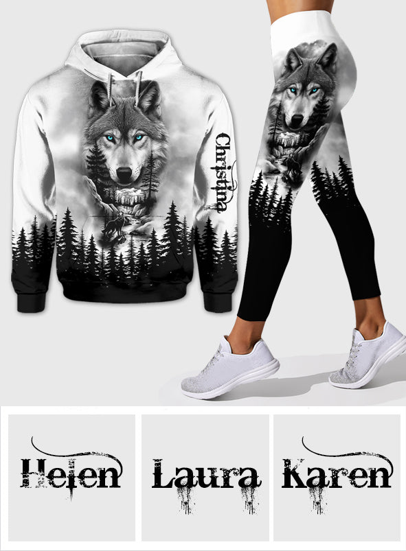 Loup et Forêt - Sweat à capuche et legging personnalisés Loup