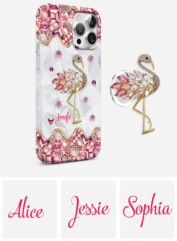 Juste une fille qui aime les flamants roses - Coque de téléphone personnalisée avec impression intégrale de flamants roses