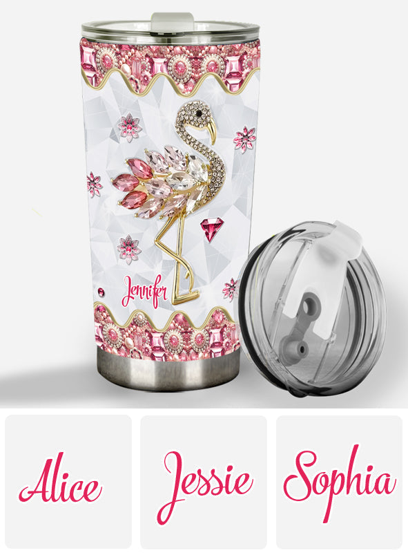 Une fille qui adore les flamants roses - Gobelet flamant rose personnalisé