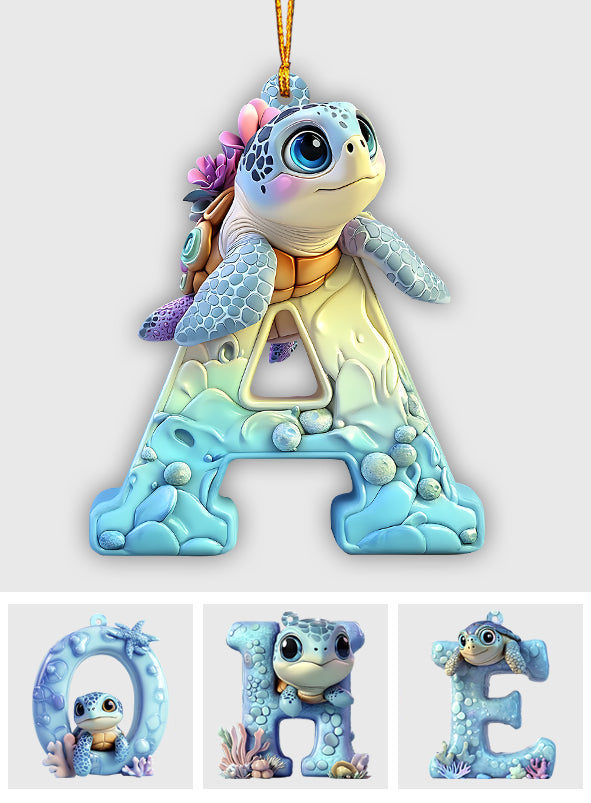 Lettre tortue mignonne - Ornement personnalisé pour enfant