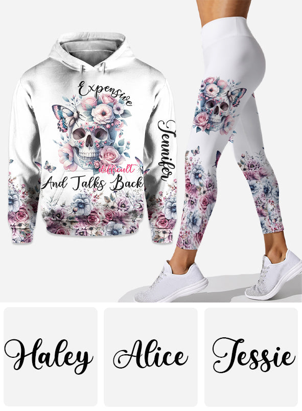 Tête de mort florale - Sweat à capuche et leggings personnalisés avec tête de mort