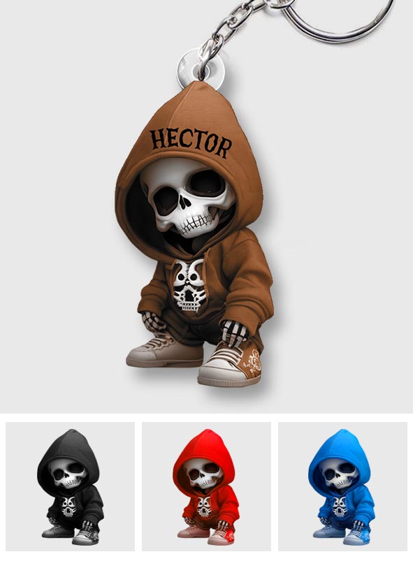 Porte-clés squelette élégant et personnalisé en forme de crâne