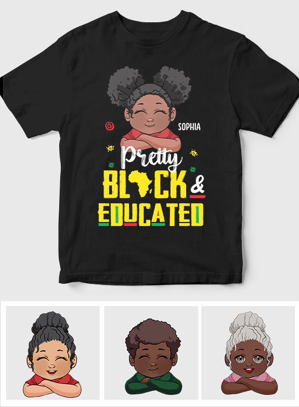 Jolie Noire et Éduquée - T-shirt et sweat à capuche personnalisés pour Afro-Américains