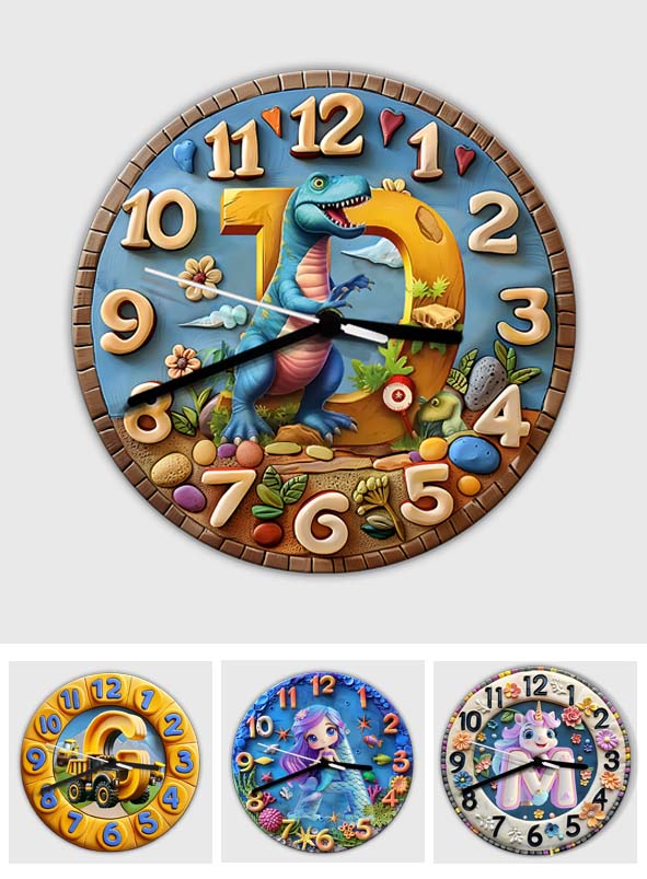 Beautiful Letter Clock Gift For Grandkids - Personalized Kid Wall Clock
