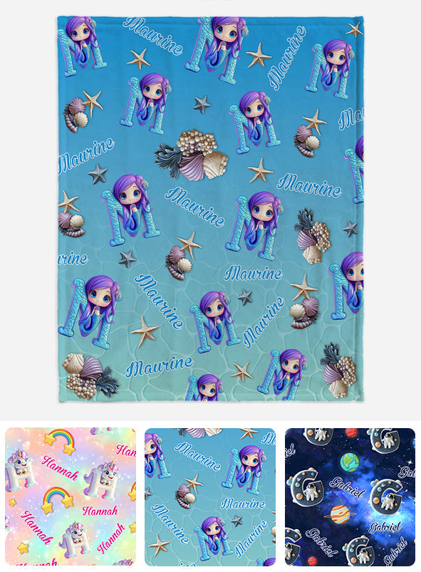 Beautiful Letter Gift For Grandkid - Personalized Kid Blanket