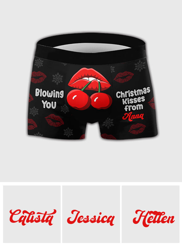 Je t'envoie des baisers de Noël - Boxers personnalisés pour couples (hommes)