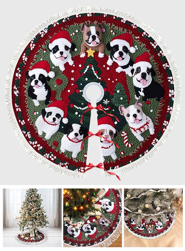 Merry Woofmass Cute Pitbull - Dog Tree Skirt
