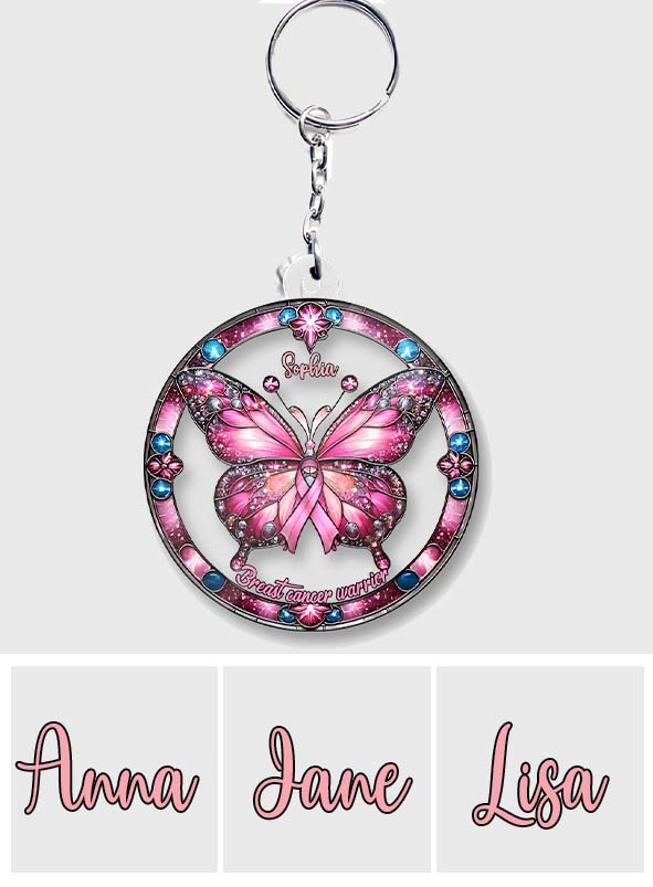 Breast Cancer Warrior - Personalized Breast Cancer Awareness Custom Shaped Keychain