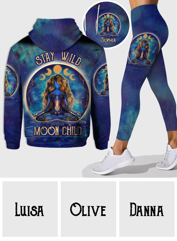 Reste sauvage, enfant de la lune - Sweat à capuche et legging de yoga personnalisés