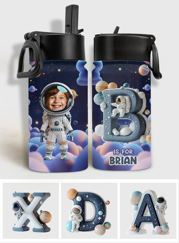 Cool Space Alphabet - Personalized Kid Kids Water Bottle