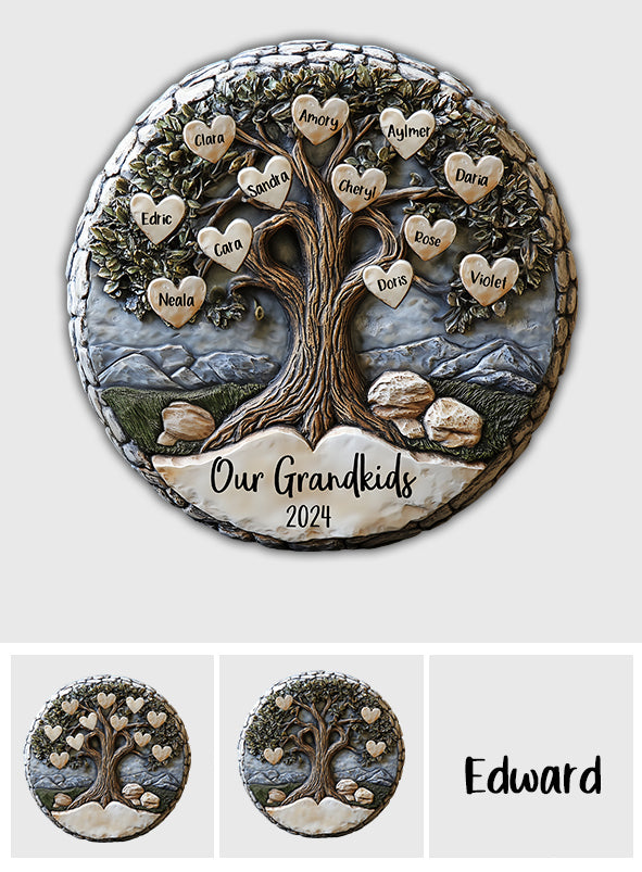 Our Grandkids 2024 - Personalized Grandma Round Shaped Stone