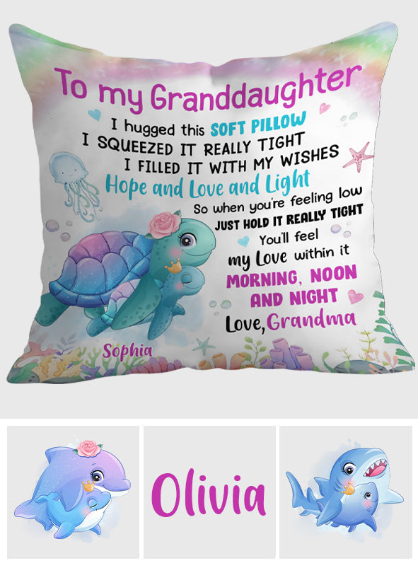 Coussin personnalisé « Animaux marins câlins » pour petit-fils et petite-fille - Coussin décoratif personnalisé pour petit-fils