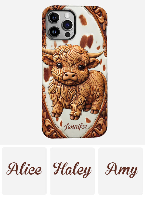Coque de téléphone personnalisée avec impression intégrale « J’adore les vaches des Highlands »