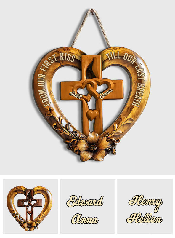 De notre premier baiser - Panneau en bois personnalisé pour couple