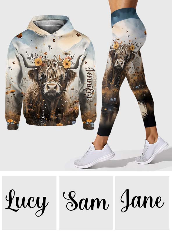 Vache mignonne - Sweat à capuche et legging personnalisés vache des Highlands
