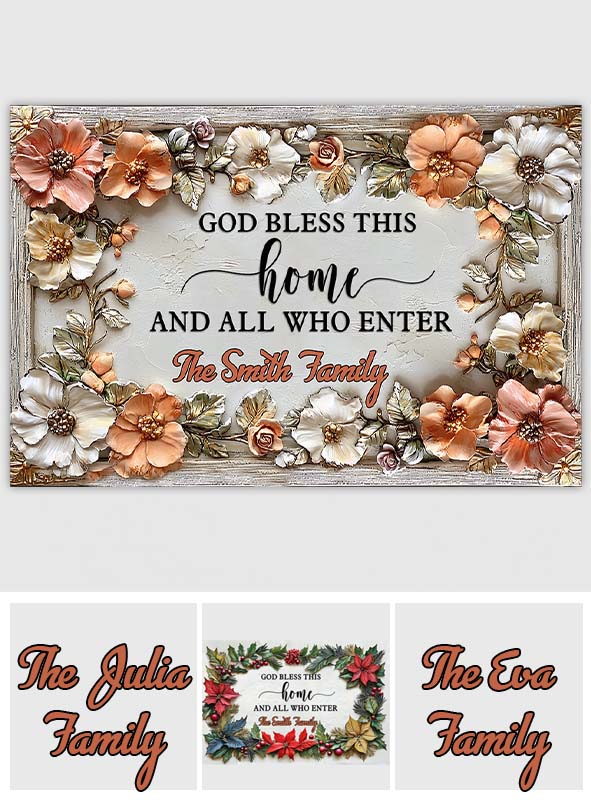 Bless This Home and All Who Enter - Personalized Christian Doormat