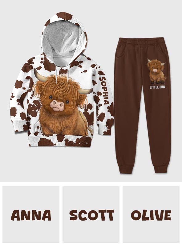 Cute Highland Cow - Personalized Highland Cow Kid Hoodie & Kid Jogger Sweatpants