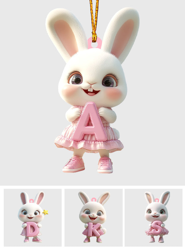 Ornement lettre lapin mignon - Ornement personnalisé pour enfant